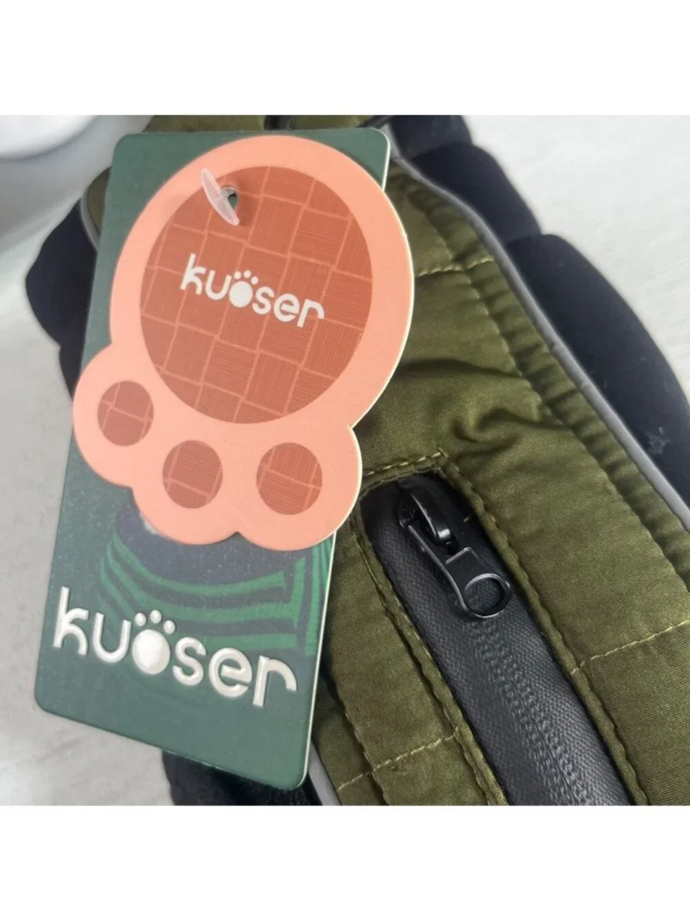 Kuoser Dog Winter Coat‎ Zipper Pocket XS Green Black Water Resistant